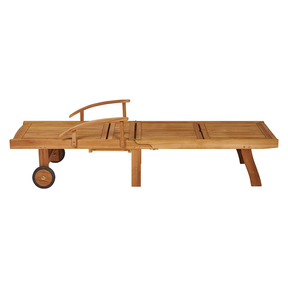 Nærbilde av justerbar ryggstøtte på Solseng Ontario sammenleggbar teak 61x196 cm