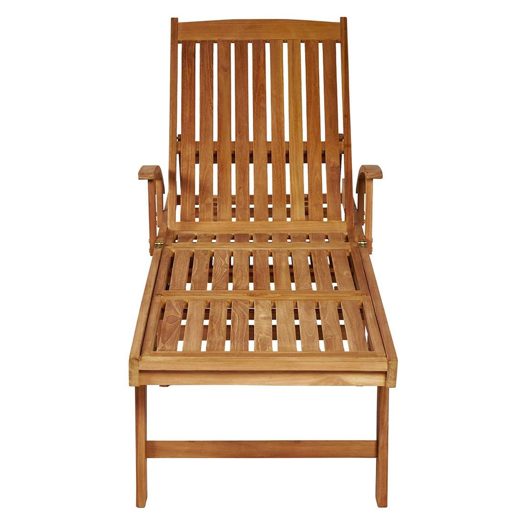 Solseng Ontario sammenleggbar teak 61x196 cm med hjul for enkel flytting