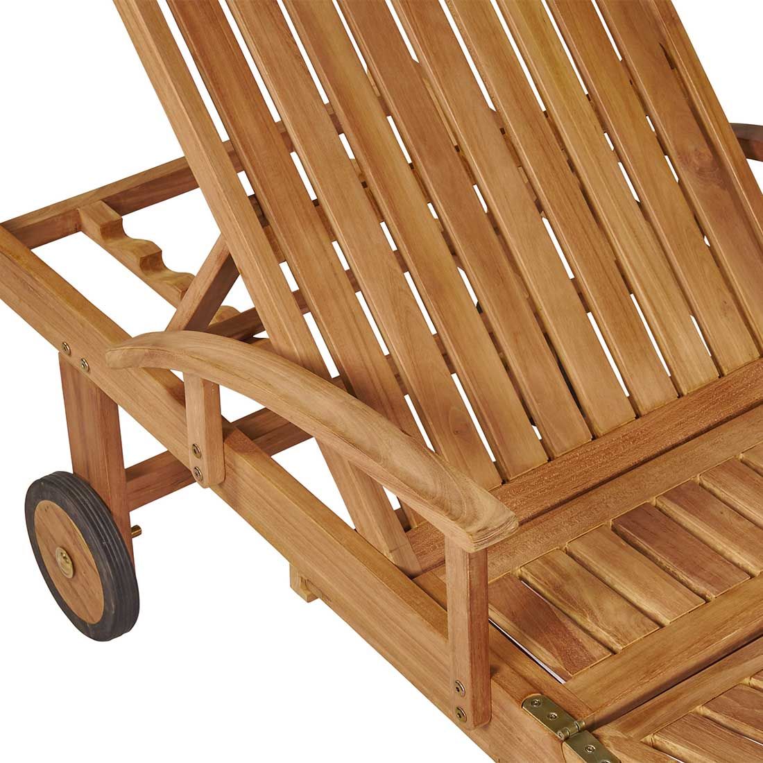 Naturlig farge og tekstur på Solseng Ontario sammenleggbar teak 61x196 cm