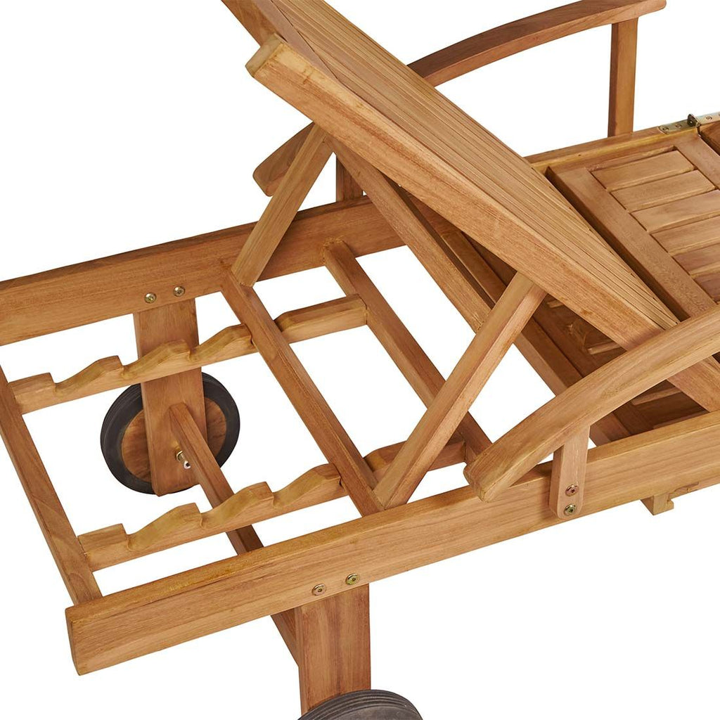 Solseng Ontario sammenleggbar teak 61x196 cm på terrasse
