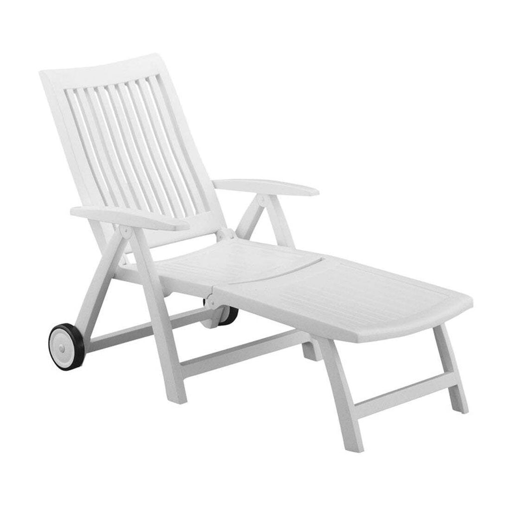 Solseng Roma med hjul plast hvit 185 cm bakside