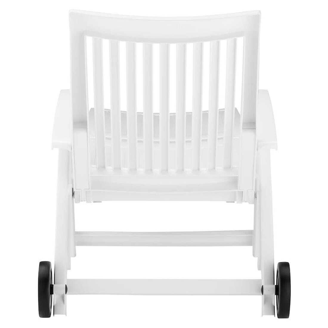 Sideprofil av Solseng Roma med hjul plast hvit 185 cm