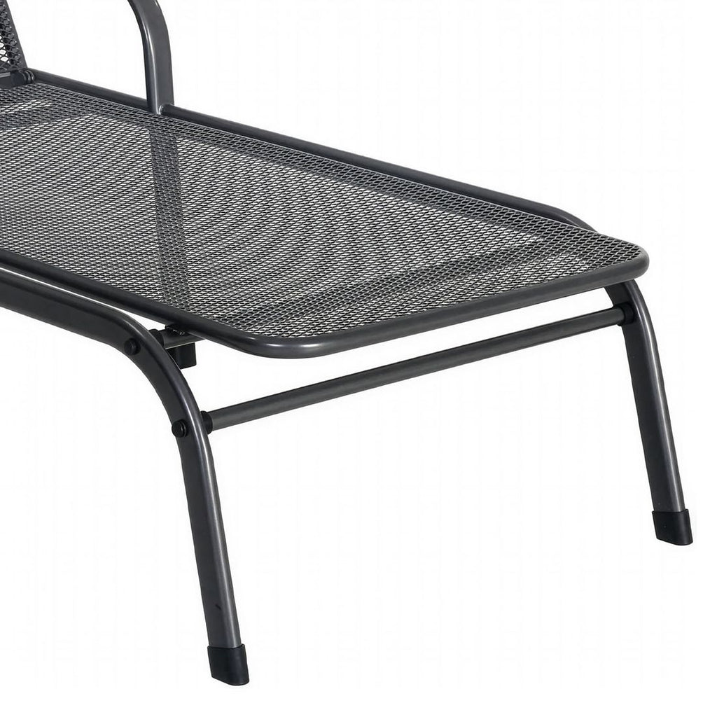 Nærbilde av justerbar rygg på Solseng Savoy strekkmetal 81x187 cm jerngrå
