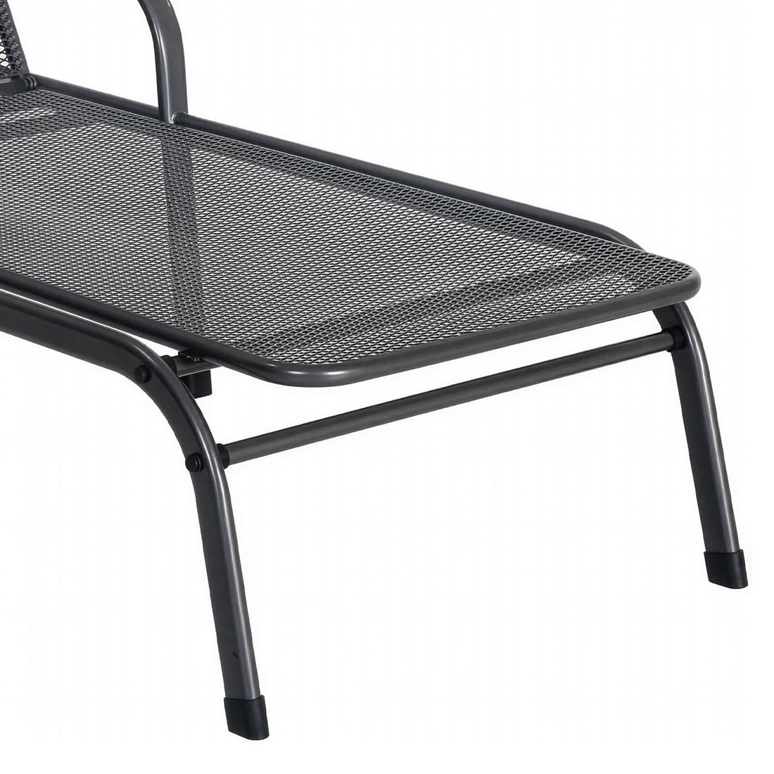 Nærbilde av justerbar rygg på Solseng Savoy strekkmetal 81x187 cm jerngrå