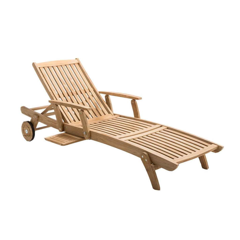 Solseng Takoma teak med justerbar rygg 200x74 cm forfra