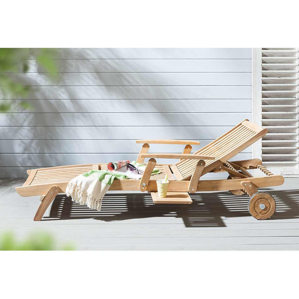 Solseng Takoma teak med justerbar rygg 200x74 cm bakside