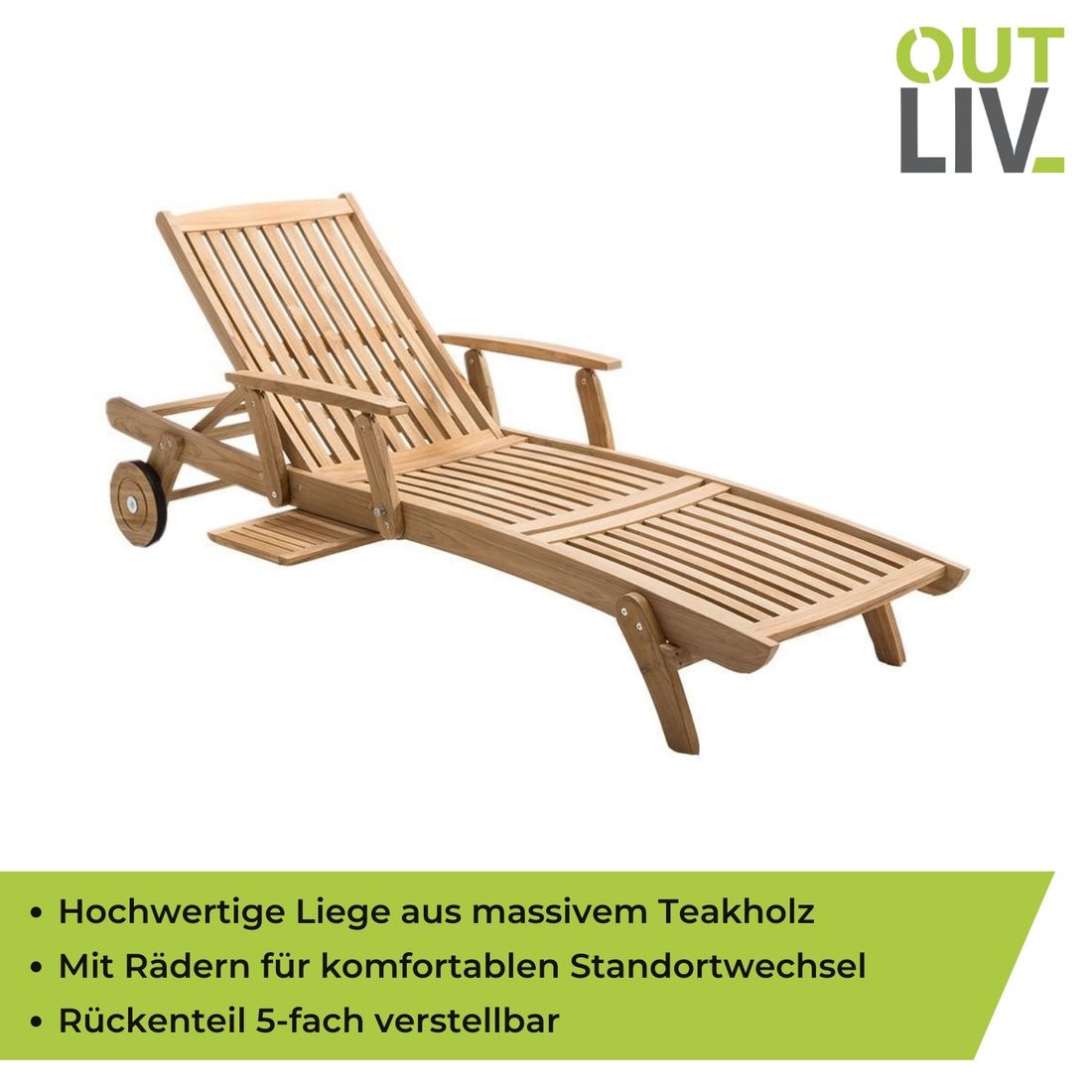 Detalj av teakmateriale på Solseng Takoma teak med justerbar rygg 200x74 cm