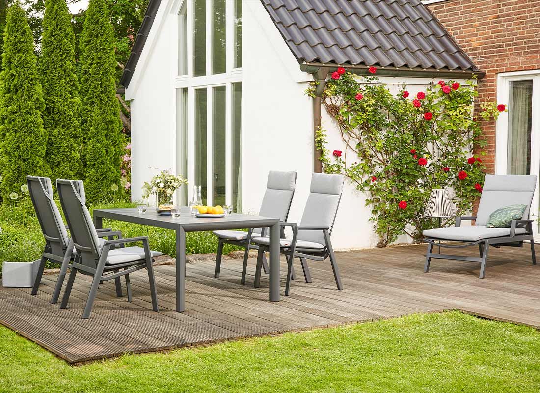 Solseng Valencia justerbar aluminium/textilen 70x154 cm tekstilene sete og rygg