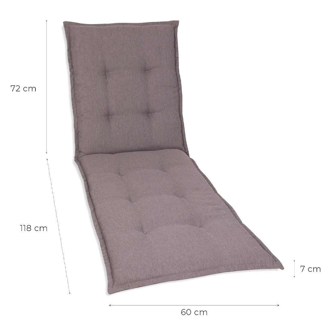Nærbilde av polstring på solsengpute 60x190 cm polyester grå GO-DE