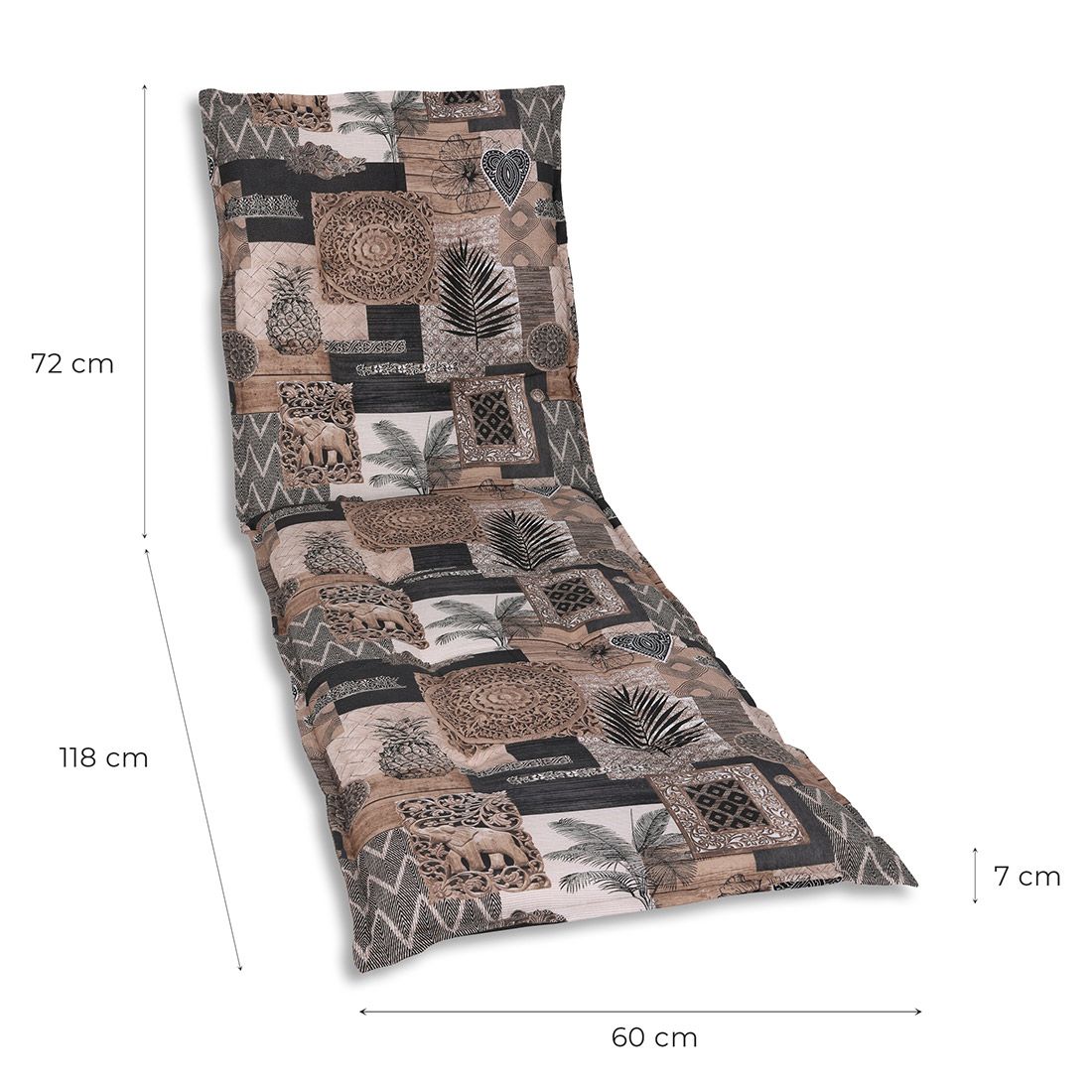 Nærbilde av stoff og mønster på Solsengpute blandingsstoff 60x190 cm brun mønstret