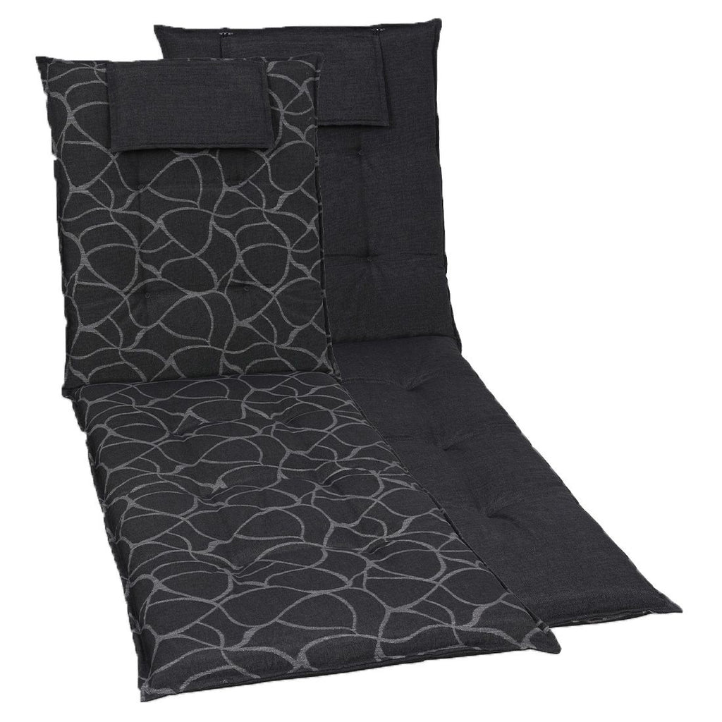 Nærbilde av tekstil på solsengpute blandingsstoff 60x190 cm grå mønstret