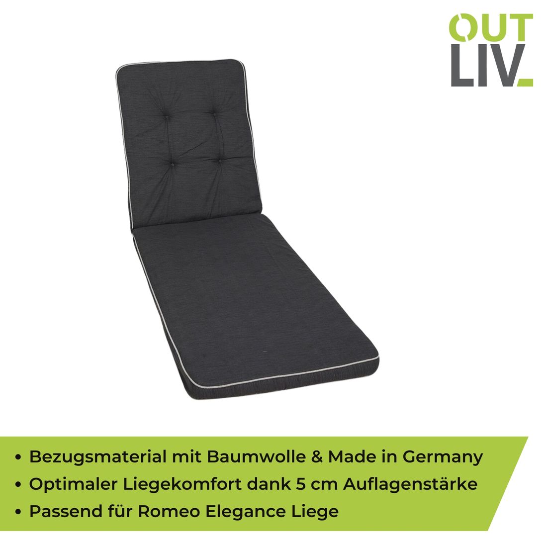 Solsengpute Romeo Elegance 190x60 cm antrasitt detalj
