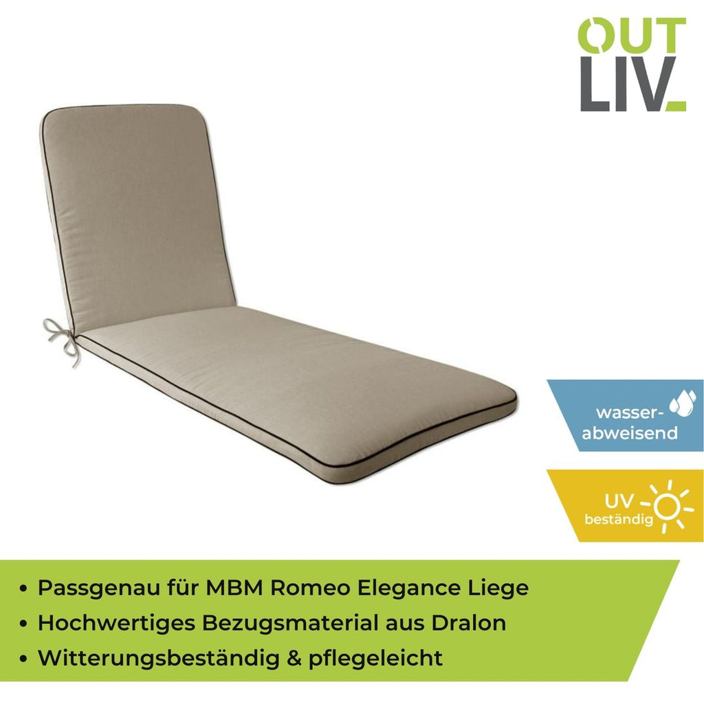 Solsengpute Romeo Elegance 190x60 cm Dralon natur bakside