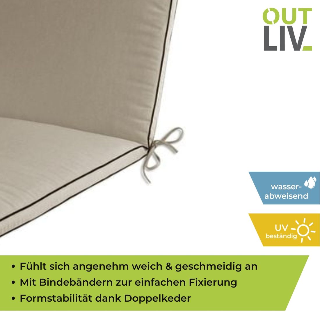 Detalj av solsengpute Romeo Elegance 190x60 cm Dralon natur