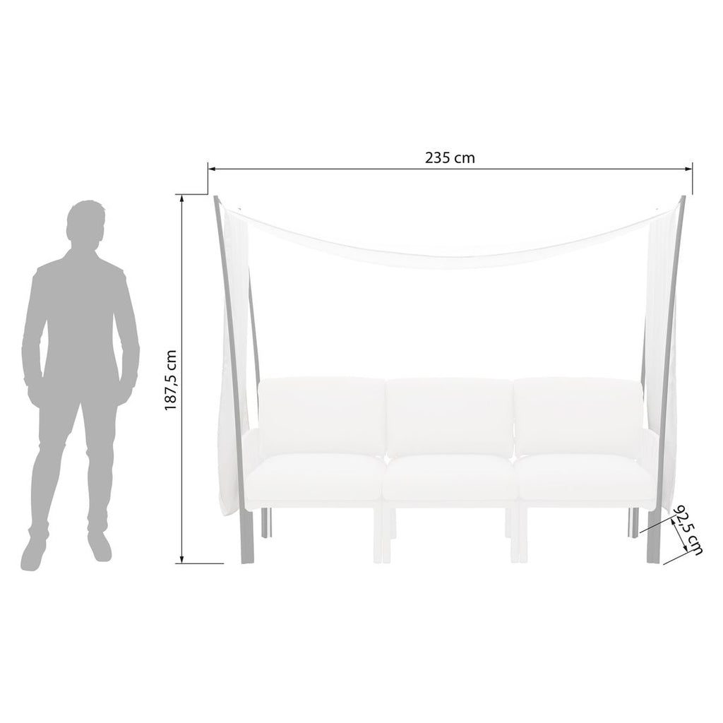 Montert Solskjerm Komodo Ombra 3 plast 235 cm antrasitt på terrasse