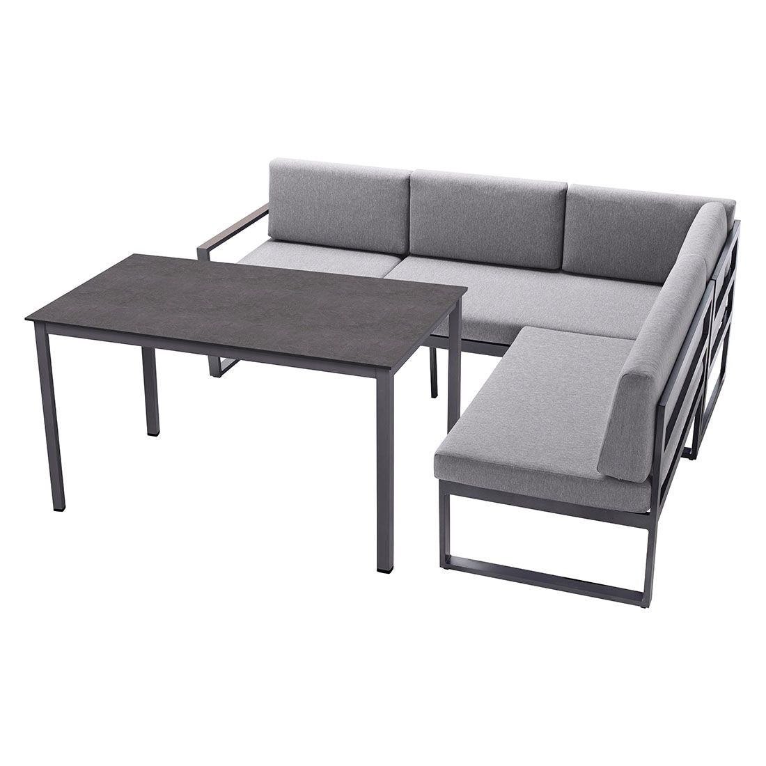 Spise-loungesett Adelaide aluminium 120x80 cm forfra