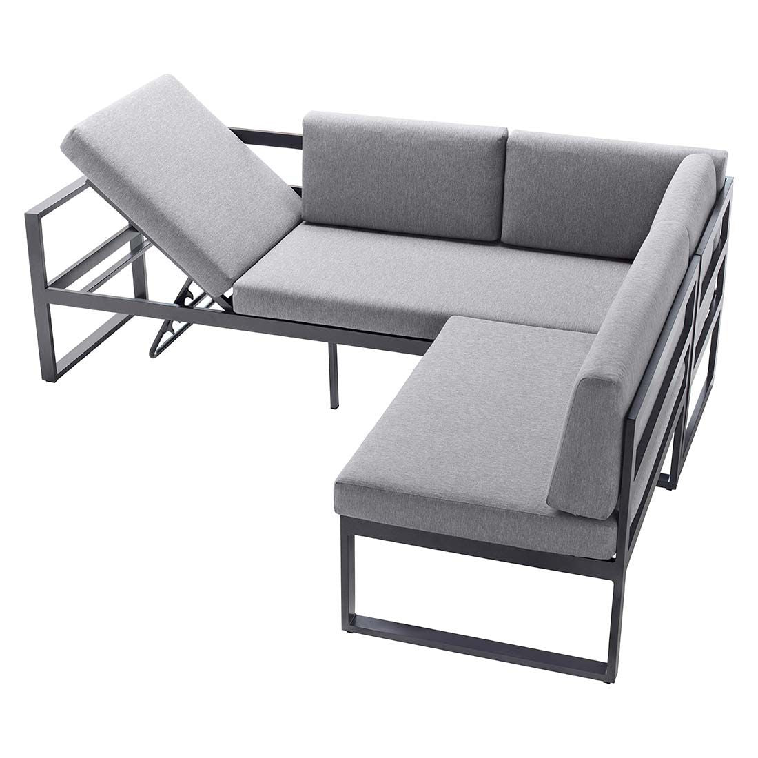 Montert Spise-loungesett Adelaide aluminium 120x80 cm i hage