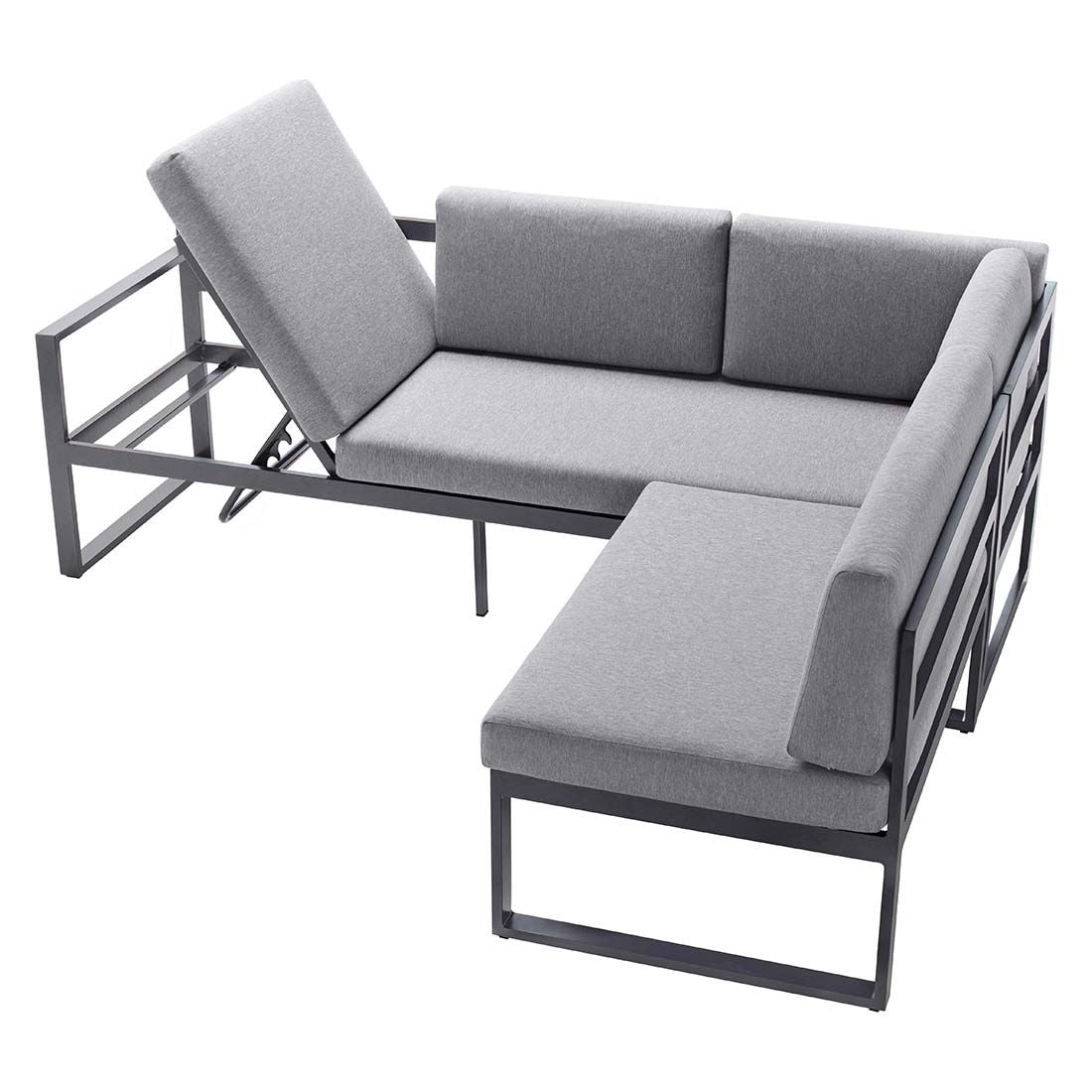 Nærbilde av bordplate i HPL på Spise-loungesett Adelaide aluminium 120x80 cm