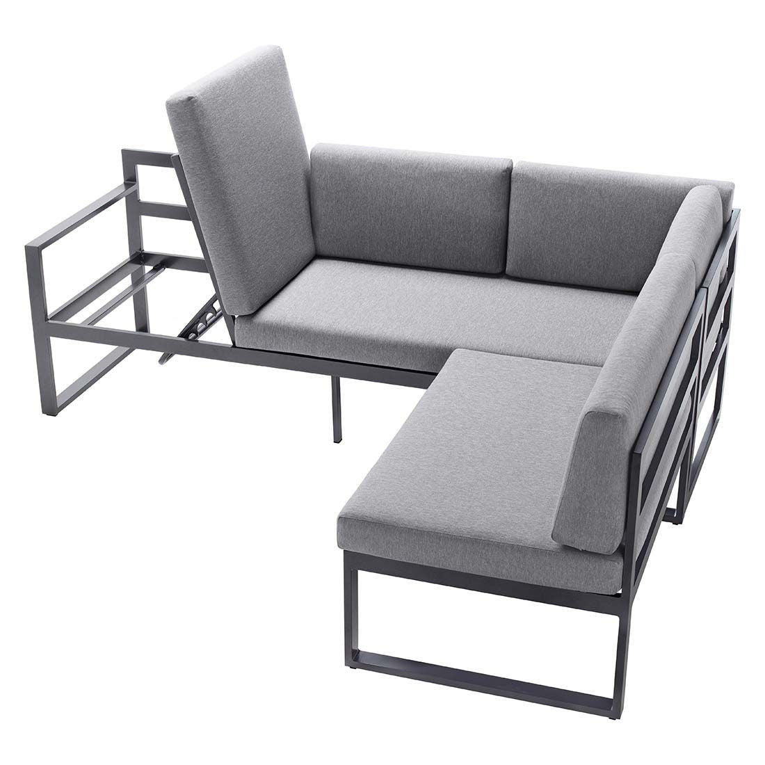 Spise-loungesett Adelaide aluminium 120x80 cm sittepute i Sunproof tekstil