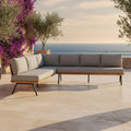 Spise-loungesett Alkas teak/olefin 222x297 cm - OUTLIV forfra