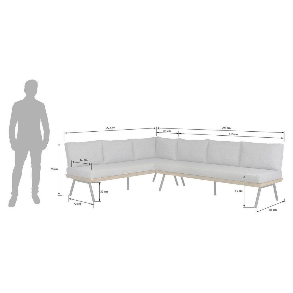 Spise-loungesett Alkas teak/olefin 222x297 cm - OUTLIV nærbilde av stoff