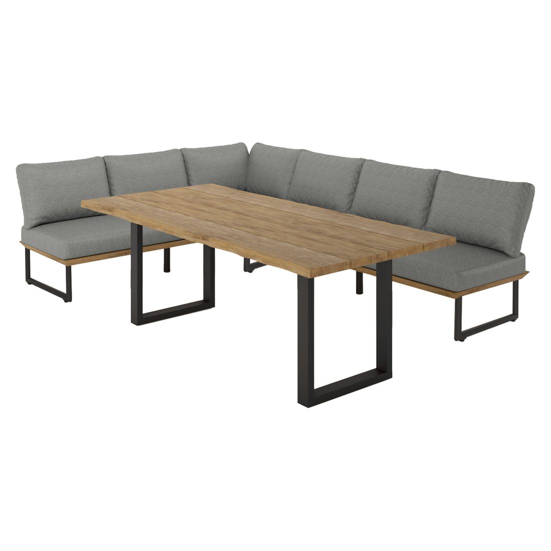 Spise-loungesett Alkas teak/stål 200x100 cm - OUTLIV bakside