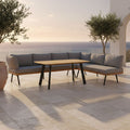 Spise-loungesett Alkas teak/stål 200x100 cm - OUTLIV forfra