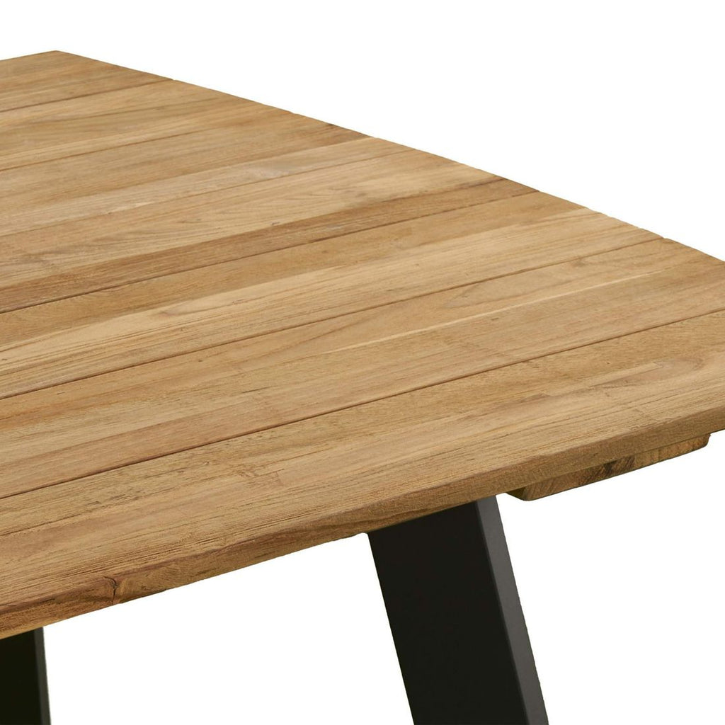 Sideprofil av Spise-loungesett Alkas teak/stål 200x100 cm - OUTLIV