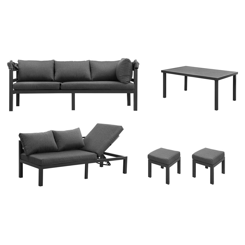 Spise-loungesett Anzio aluminium 200x260 cm - OUTLIV montert i hage