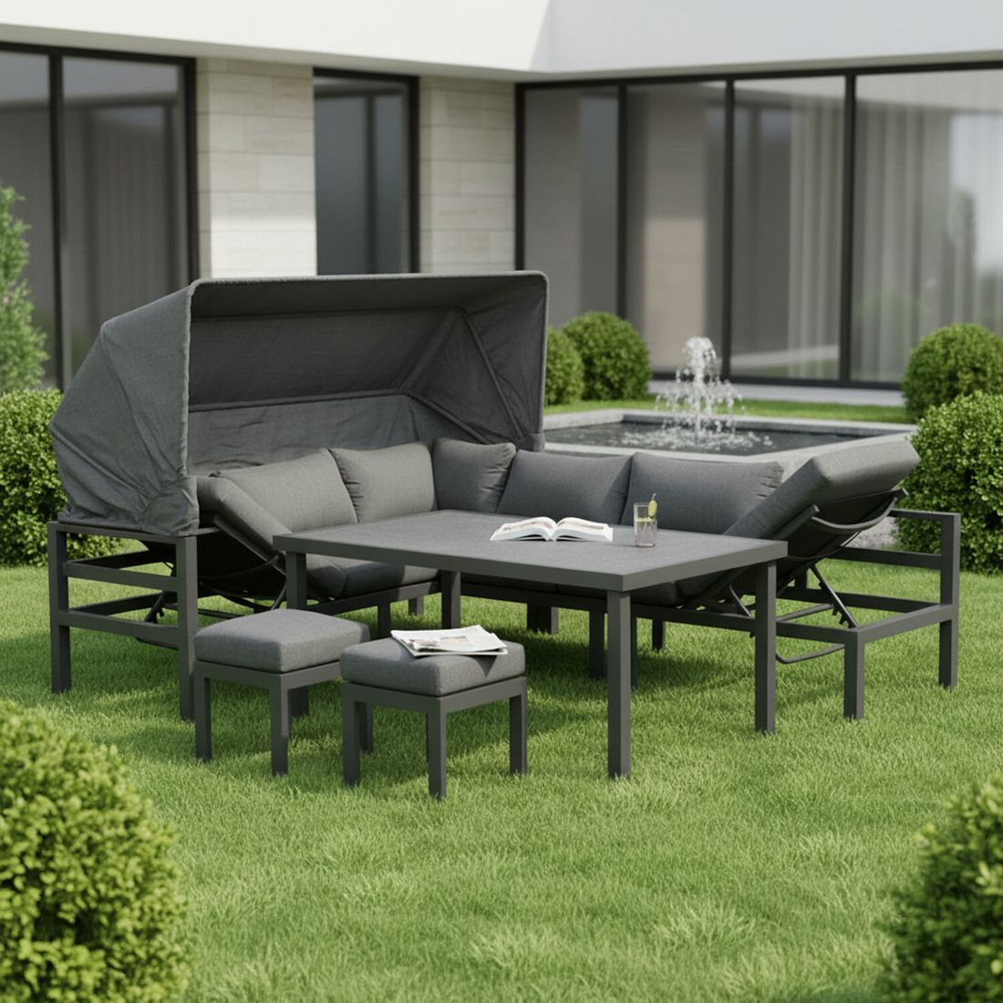 Spise-loungesett Anzio aluminium 200x260 cm - OUTLIV.