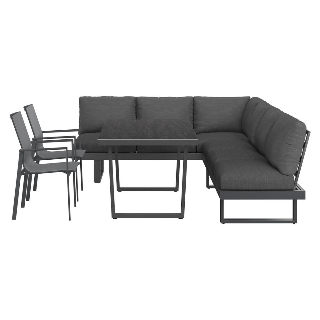 Nærbilde av materiale på spise-loungesett Atlanta aluminium/olefin/keramikk