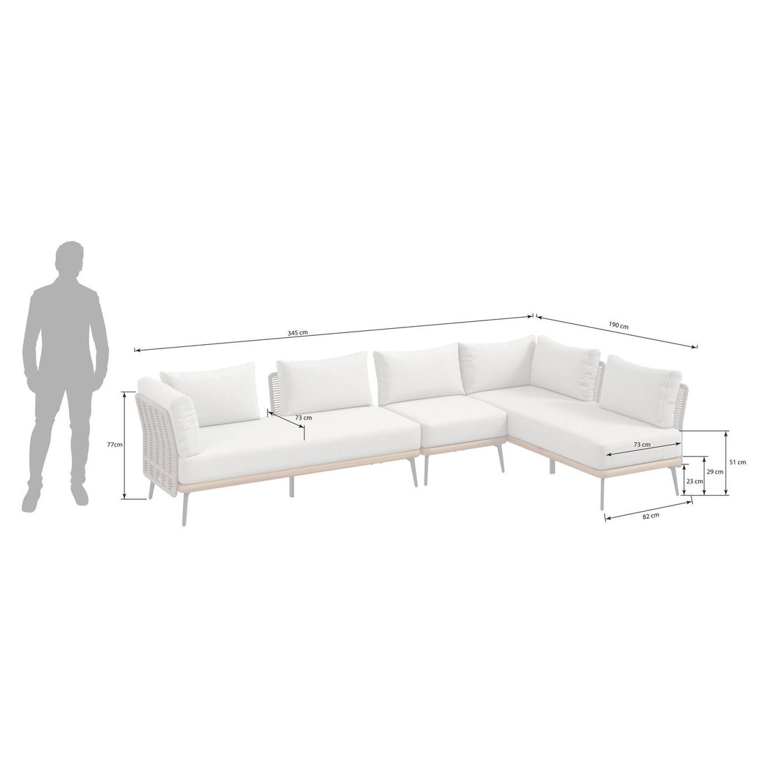 Spise-loungesett Ava akasie tau polyester detalj av akasietre
