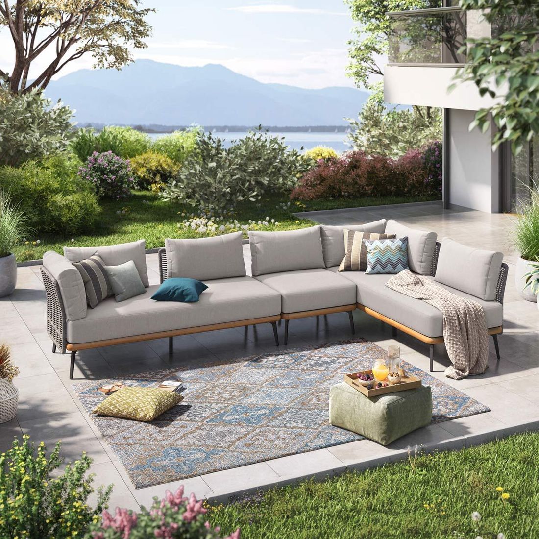 Spise-loungesett Ava akasie tau polyester front