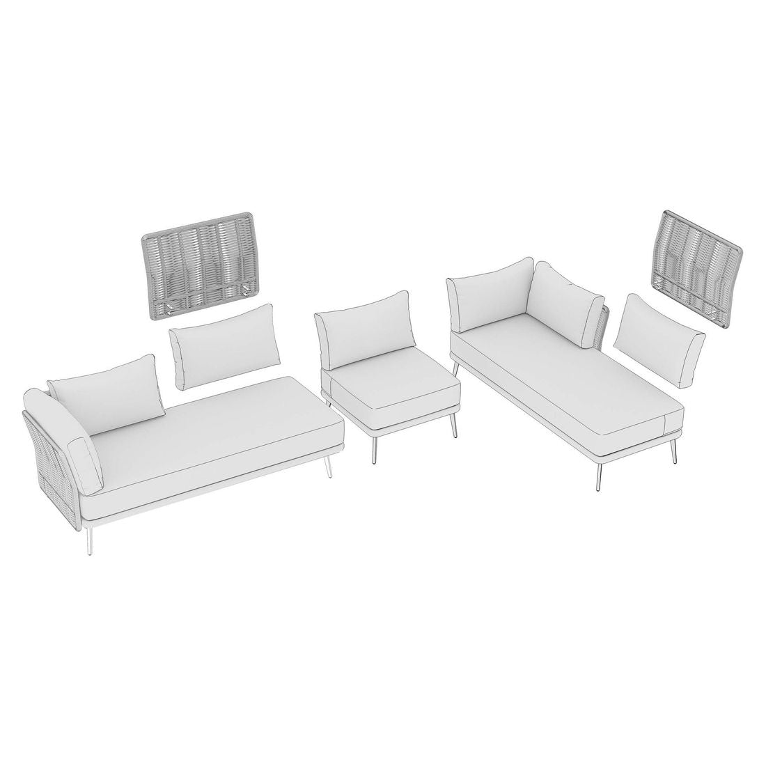 Spise-loungesett Ava akasie tau polyester montert på terrasse