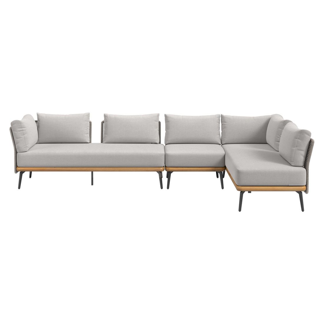 Spise-loungesett Ava akasie tau polyester sideprofil