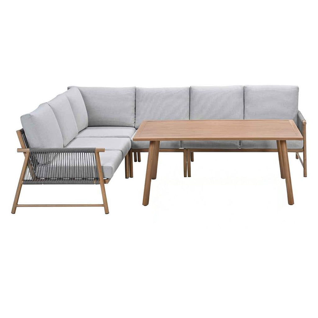 Spise-loungesett Bahama aluminium tau 160x96 cm montert på terrasse