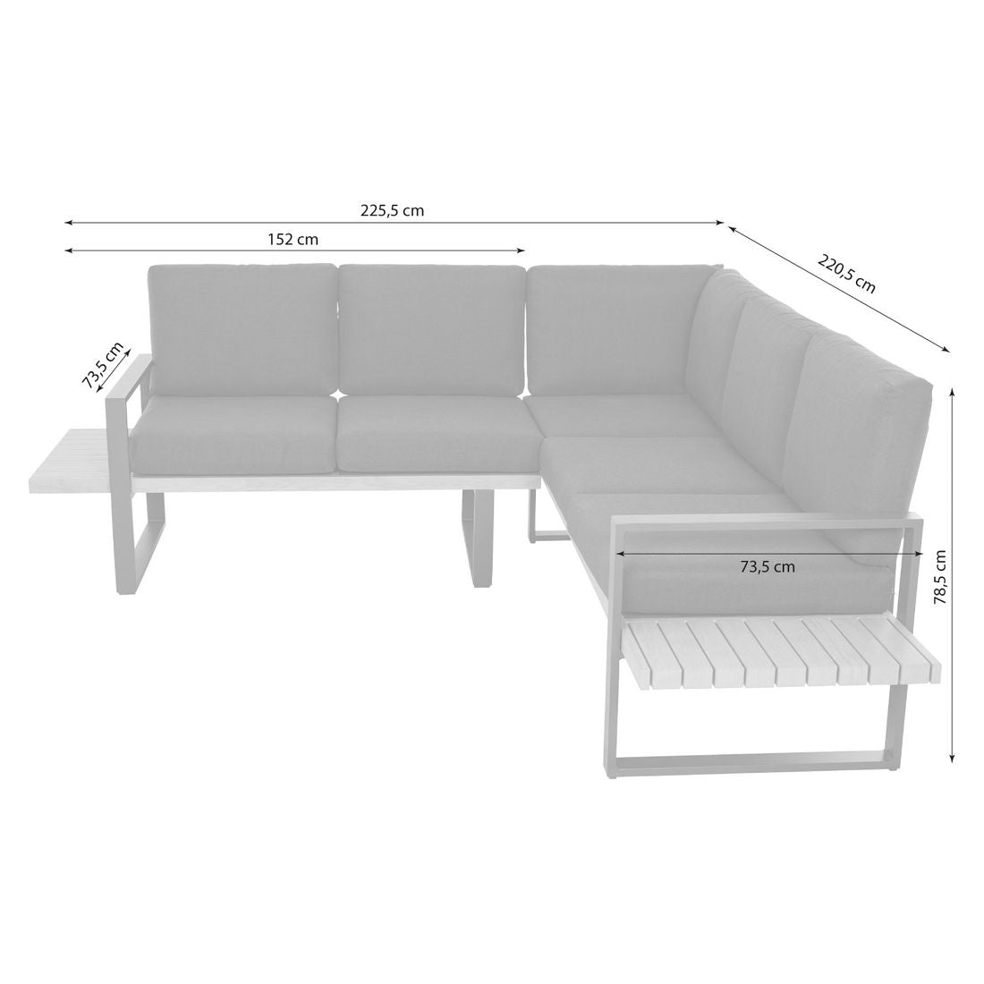 Detalj av Spise-loungesett Bari aluminium antrasitt - Siena Garden