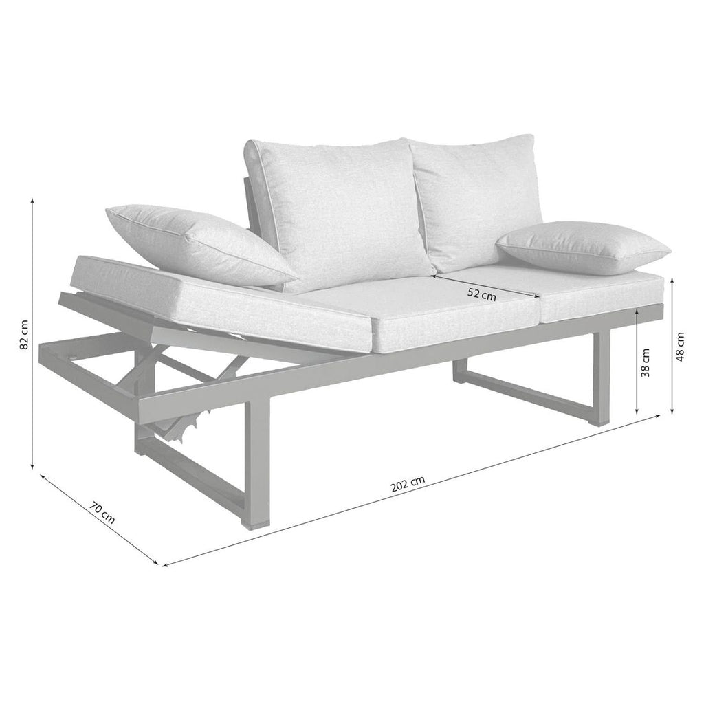 Detalj av relaxfunksjon på Spise-loungesett Bondino justerbar aluminium - LC Garden
