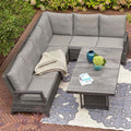 Spise-loungesett Corido flettverk/keramikk 279x219 cm forfra