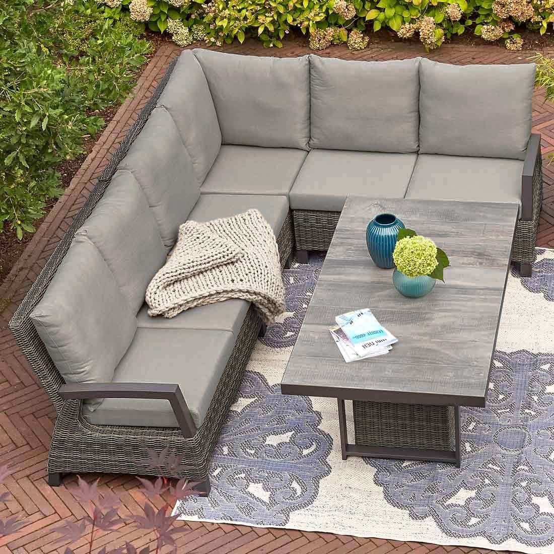 Spise-loungesett Corido flettverk/keramikk 279x219 cm forfra
