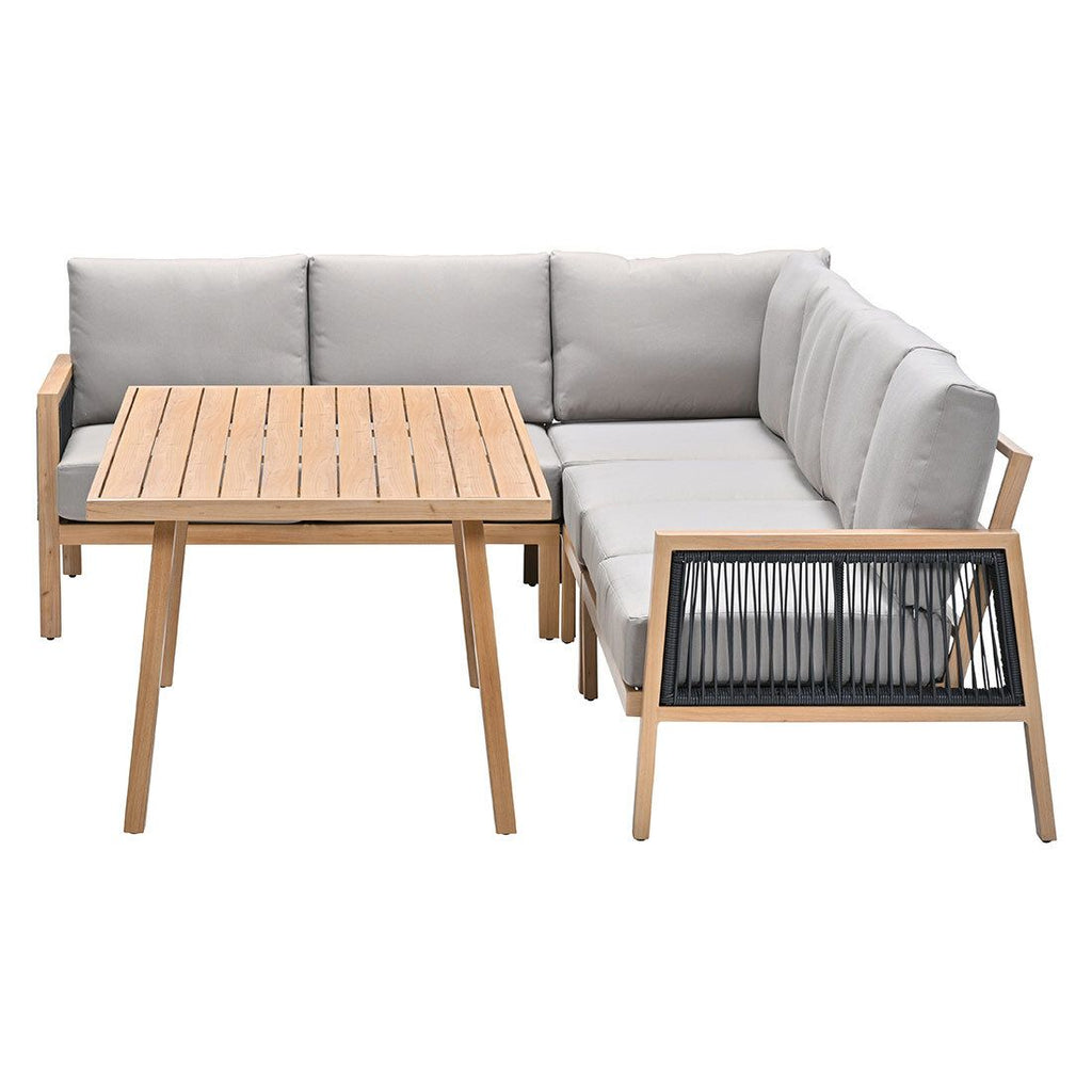 Detalj av spise-loungesett Decala aluminium/tau 150x87 cm tau materiale