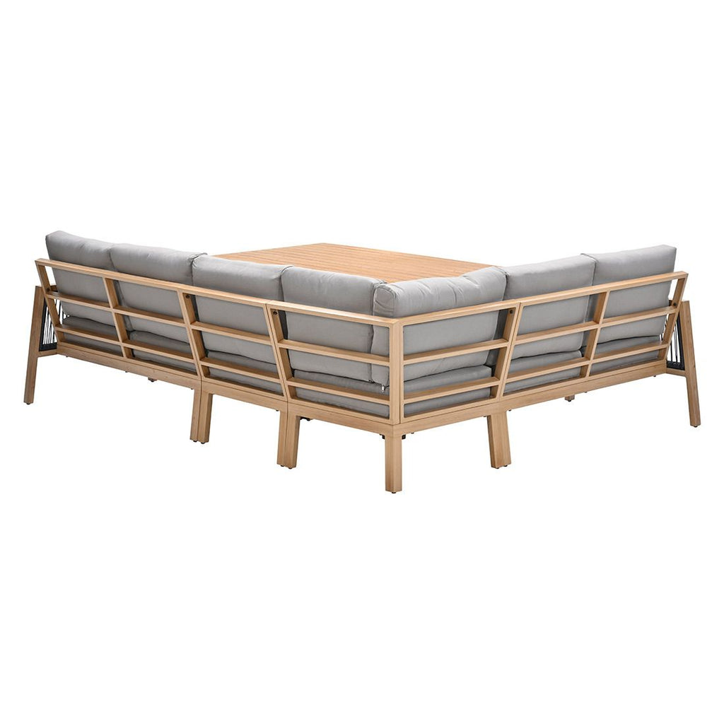 Nærbilde av aluminiumramme på spise-loungesett Decala aluminium/tau 150x87 cm