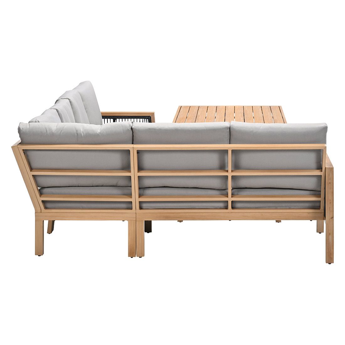 Spise-loungesett Decala aluminium/tau 150x87 cm med bord i teaklook