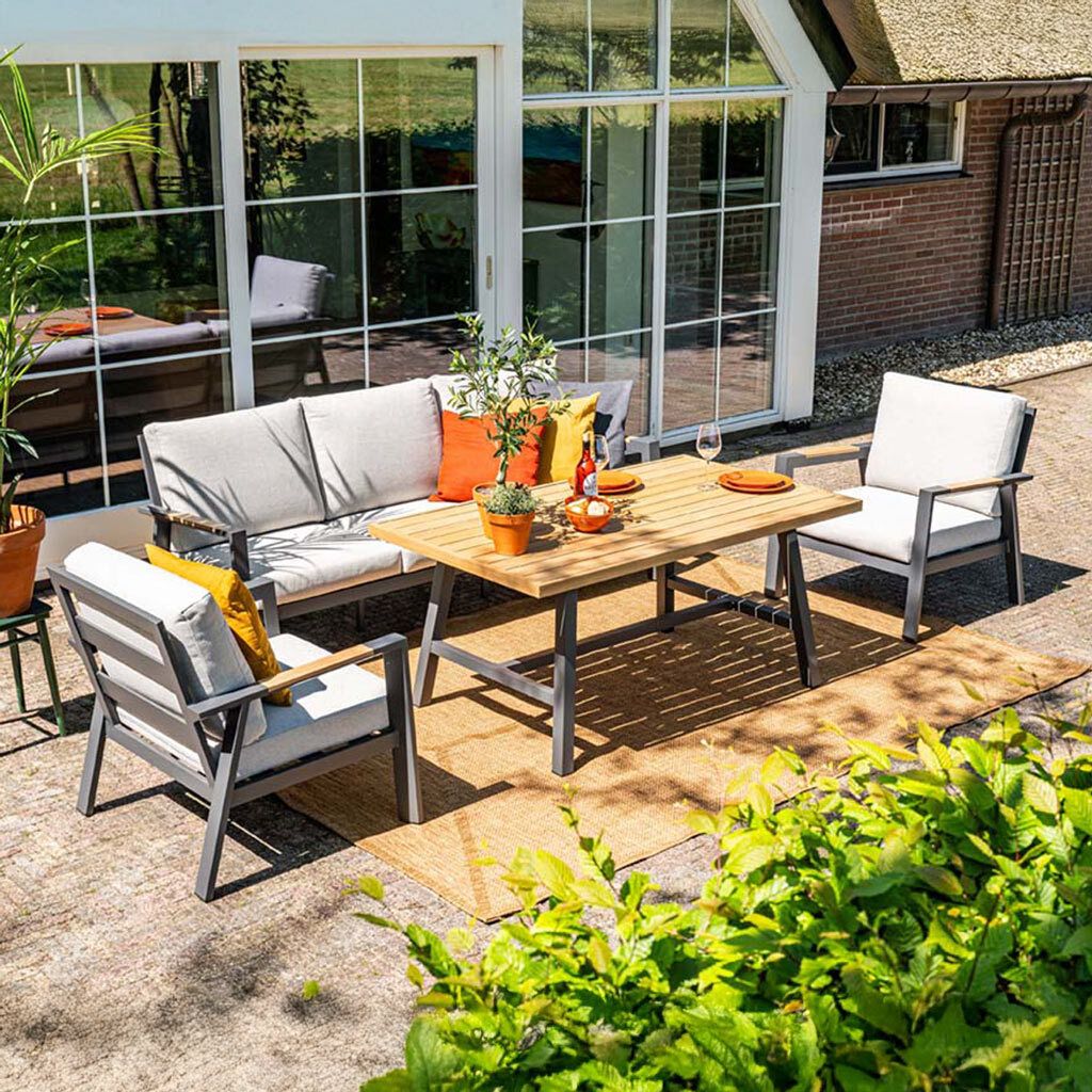 Spise-loungesett Elati aluminium 150x90 cm - Garden Impressions forfra