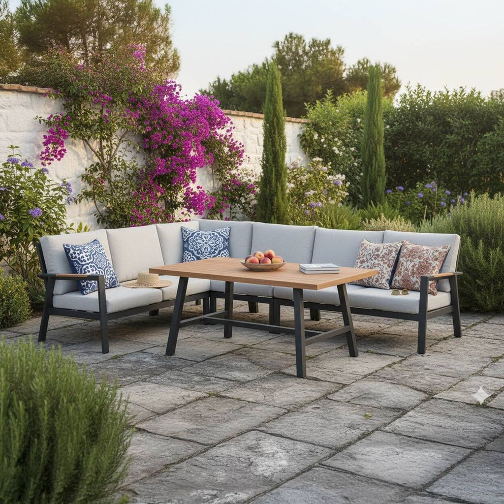 Spise-loungesett Elati aluminium 150x89,5 cm - Garden Impressions forfra
