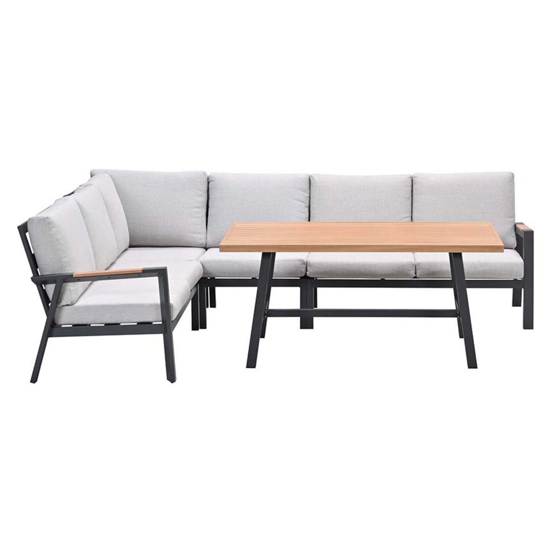 Nærbilde av bordplate i Light Teak Look på Spise-loungesett Elati aluminium 150x89,5 cm - Garden Impressions