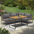 Spise-loungesett Floris stål/akasie 115x68 cm forfra