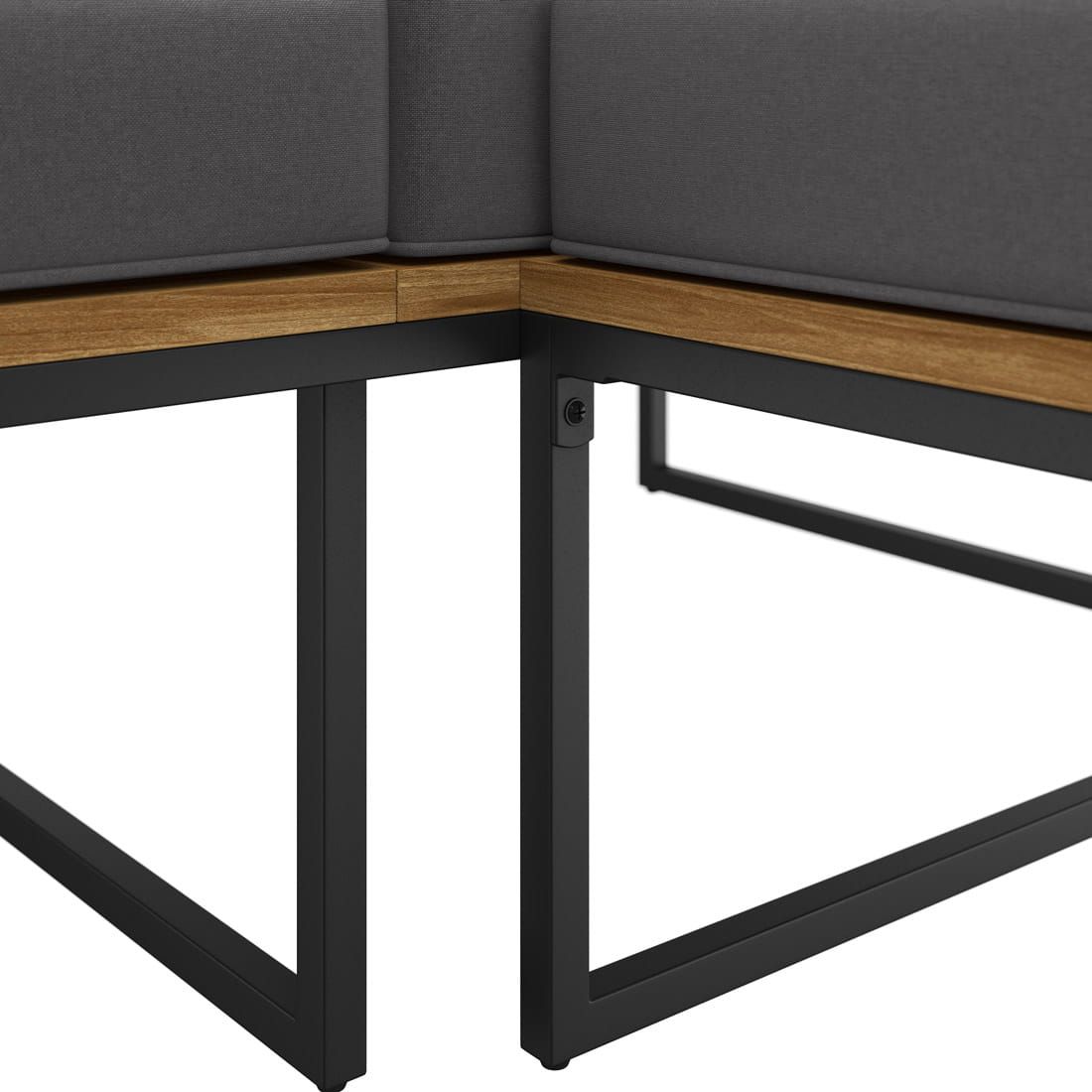 Spise-loungesett Floris stål/akasie 115x68 cm sideprofil