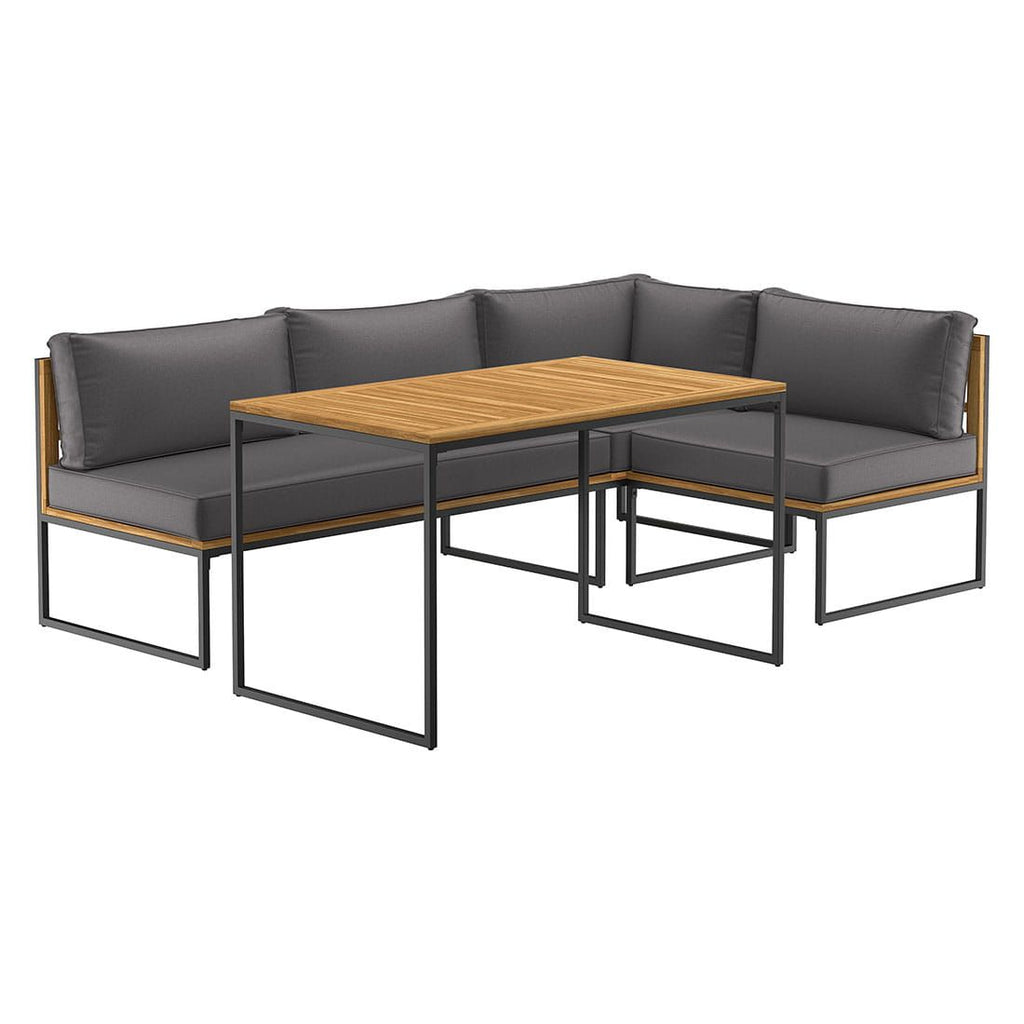 Spise-loungesett Floris stål/akasie 115x68 cm bakside