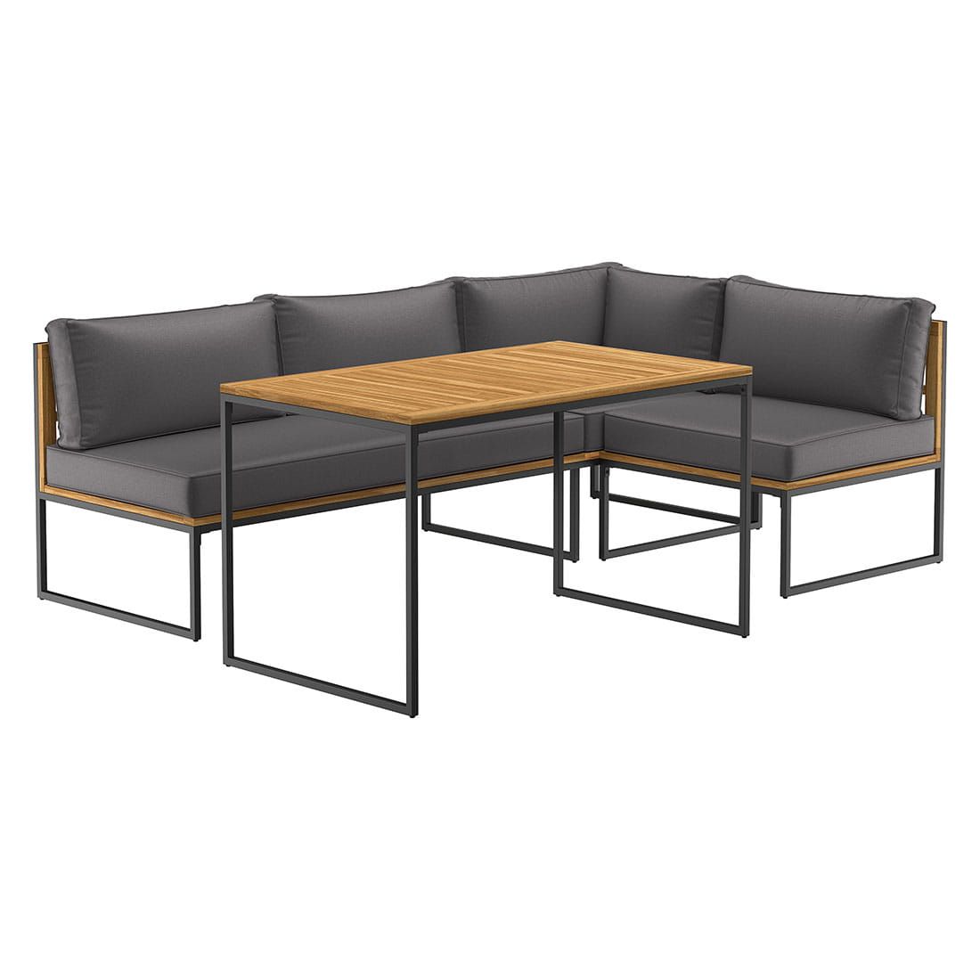 Spise-loungesett Floris stål/akasie 115x68 cm bakside